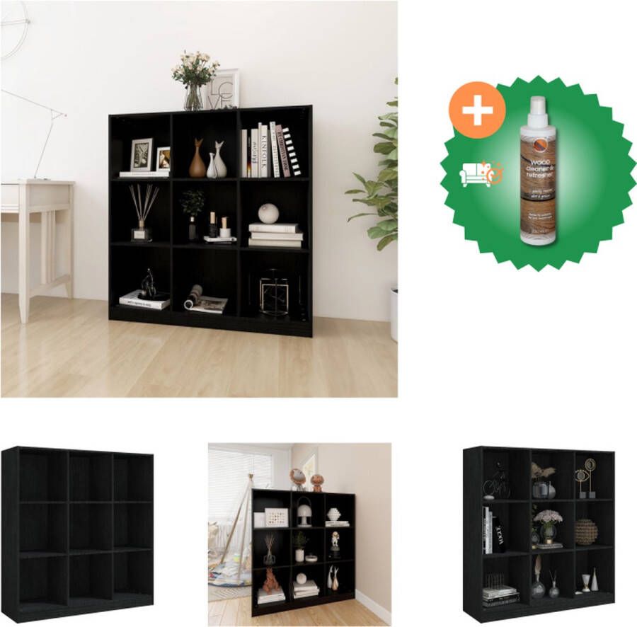 VidaXL Boekenkast kamerscherm 104x33-5x110 cm massief grenenhout zwart Kast Inclusief Houtreiniger en verfrisser