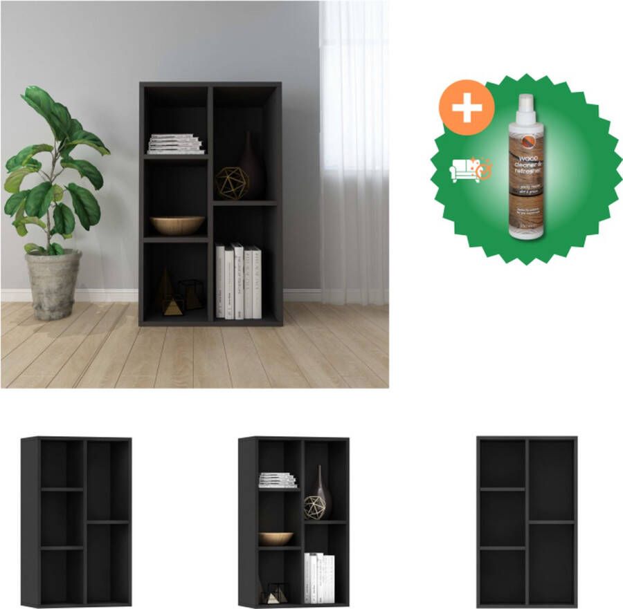 VidaXL Boekenkast Zwart Spaanplaat 50 x 25 x 80 cm 5 vakken Kast Inclusief Houtreiniger en verfrisser