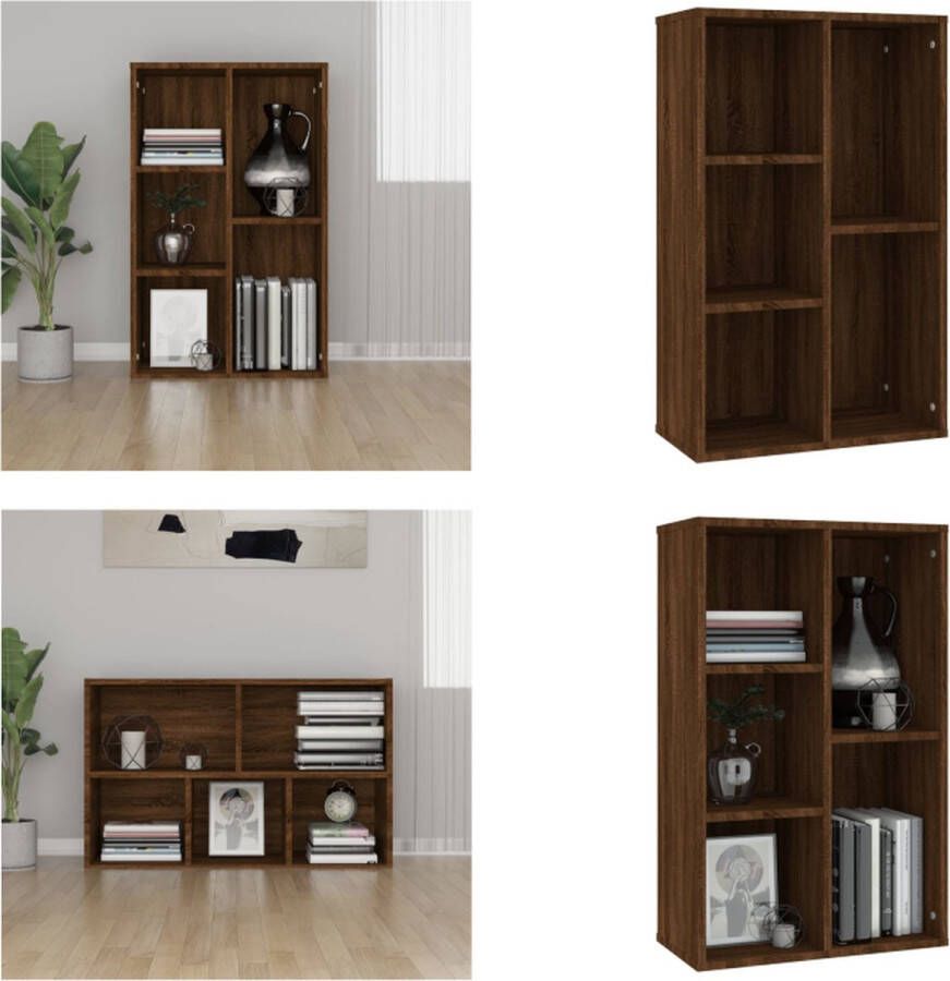 VidaXL Boekenkast dressoir 50x25x80 cm bewerkt hout bruineikenkleurig Boekenkast Boekenkasten Boekenschap Boekenstandaard