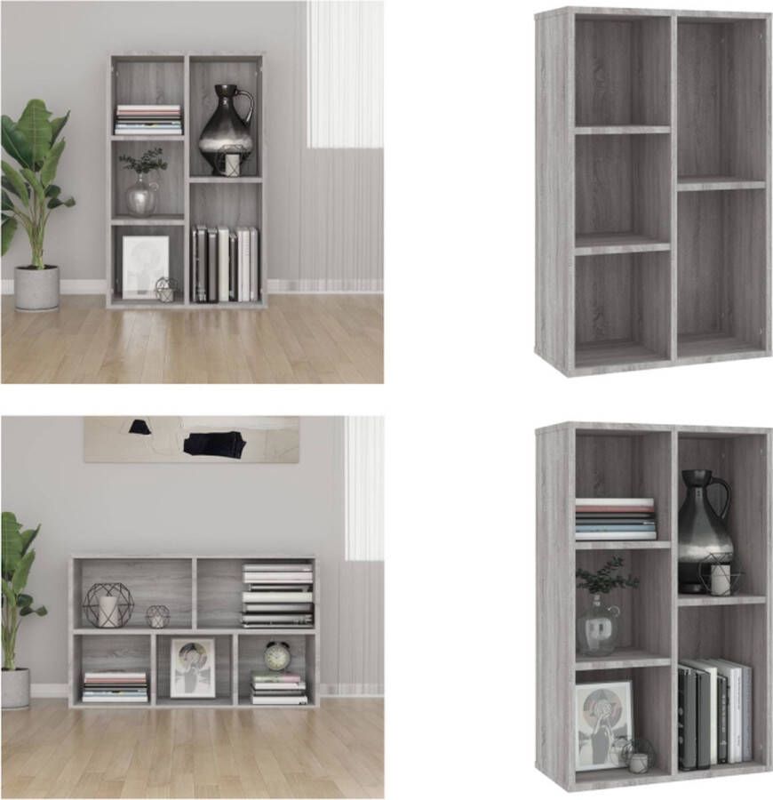 vidaXL Boekenkast dressoir 50x25x80 cm bewerkt hout sonoma grijs Boekenkast Boekenkasten Boekenschap Boekenstandaard