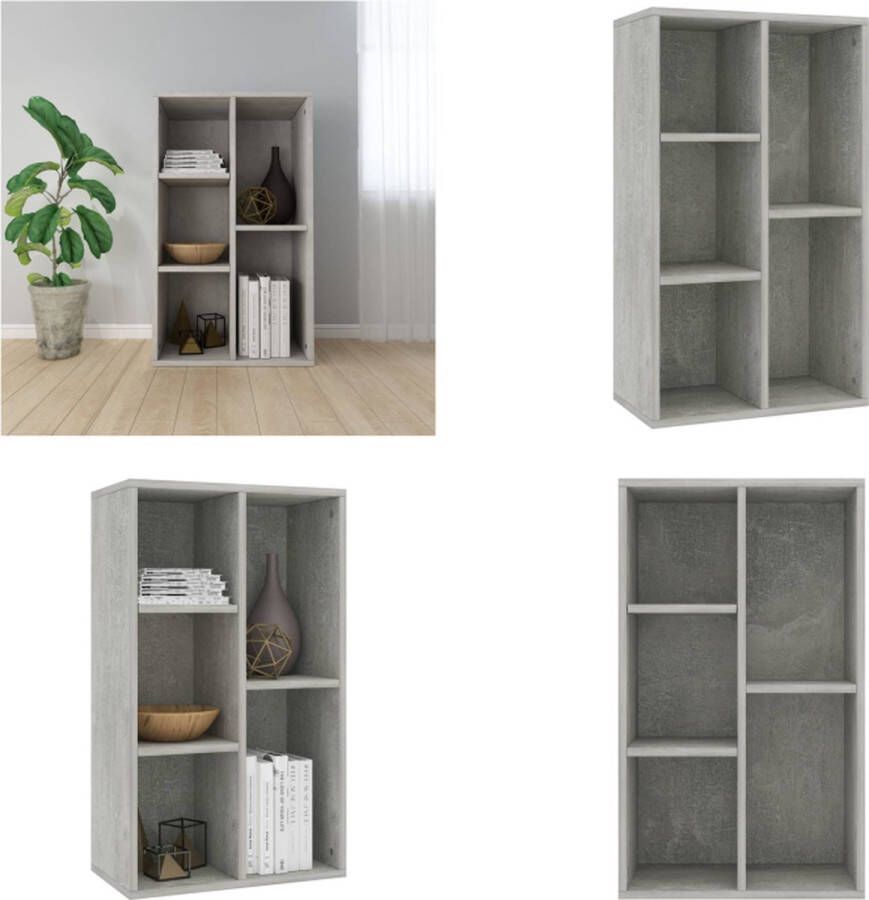 VidaXL Boekenkast dressoir 50x25x80 cm bewerkt hout betongrijs Boekenkast Boekenkasten Boekenschap Boekenschappen