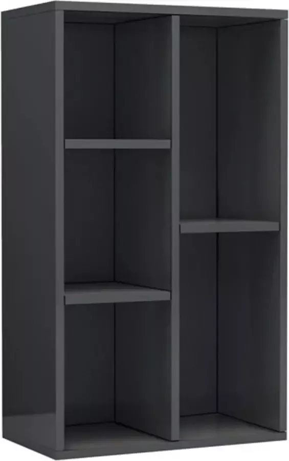 VIDAXL Boekenkast dressoir 50x25x80 cm spaanplaat hoogglans grijs - Foto 2