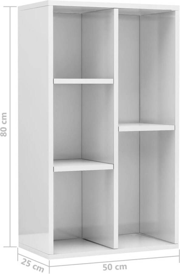 VidaXL -Boekenkast dressoir-50x25x80-cm-bewerkt-hout-hoogglans-wit - Foto 4