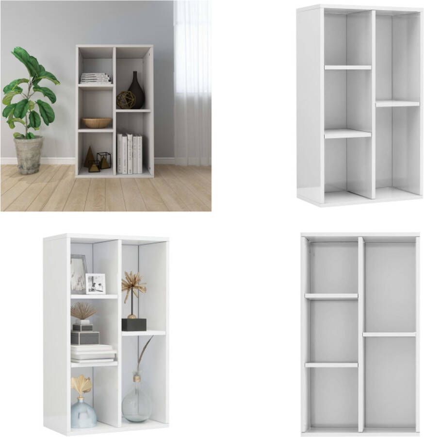 VidaXL Boekenkast dressoir 50x25x80 cm bewerkt hout hoogglans wit Boekenkast Boekenkasten Boekenschap Boekenschappen