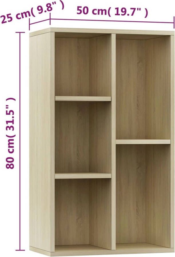 VidaXL -Boekenkast dressoir-50x25x80-cm-bewerkt-hout-sonoma-eikenkleur - Foto 2