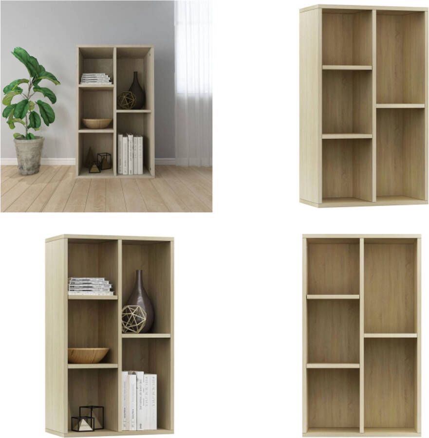 VidaXL Boekenkast dressoir 50x25x80 cm spaanplaat sonoma eikenkleurig Boekenkast Boekenkasten Boekenschap Boekenschappen