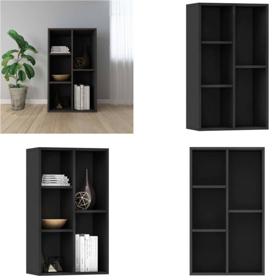 VidaXL Boekenkast dressoir 50x25x80 cm spaanplaat zwart Boekenkast Boekenkasten Boekenschap Boekenschappen