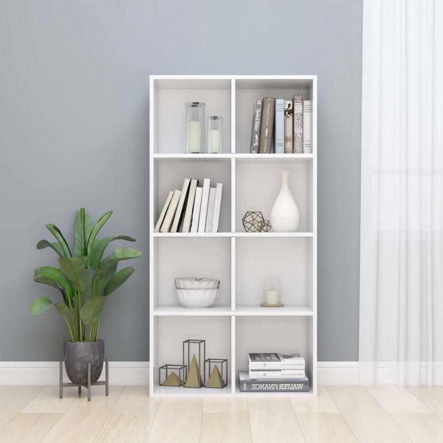 VidaXL -Boekenkast dressoir-66x30x130-cm-bewerkt-hout-hoogglans-wit