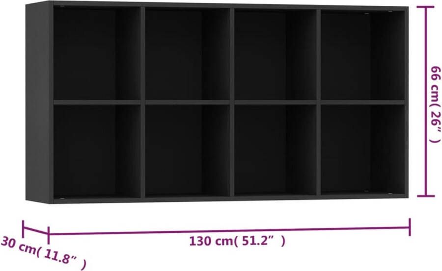 VidaXL -Boekenkast dressoir-66x30x130-cm-bewerkt-hout-zwart - Foto 1