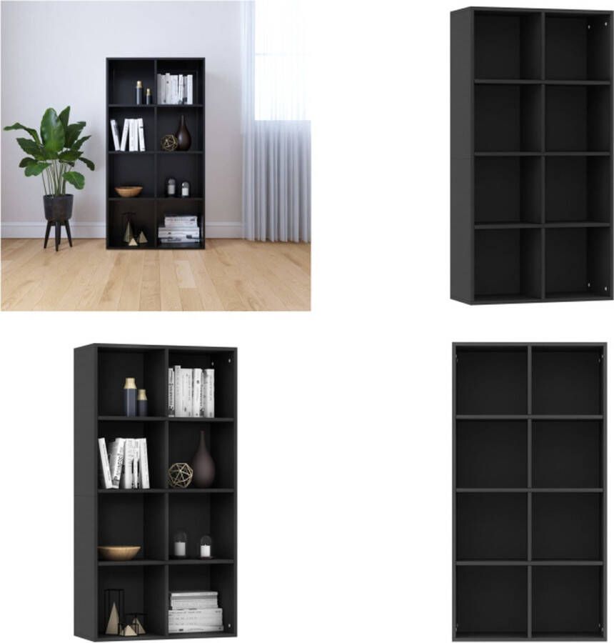 VidaXL Boekenkast dressoir 66x30x130 cm bewerkt hout zwart Boekenkast Boekenkasten Boekenschap Boekenschappen