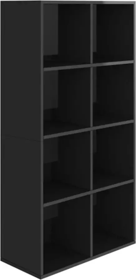 VIDAXL Boekenkast dressoir 66x30x130 cm spaanplaat hoogglans zwart - Foto 2
