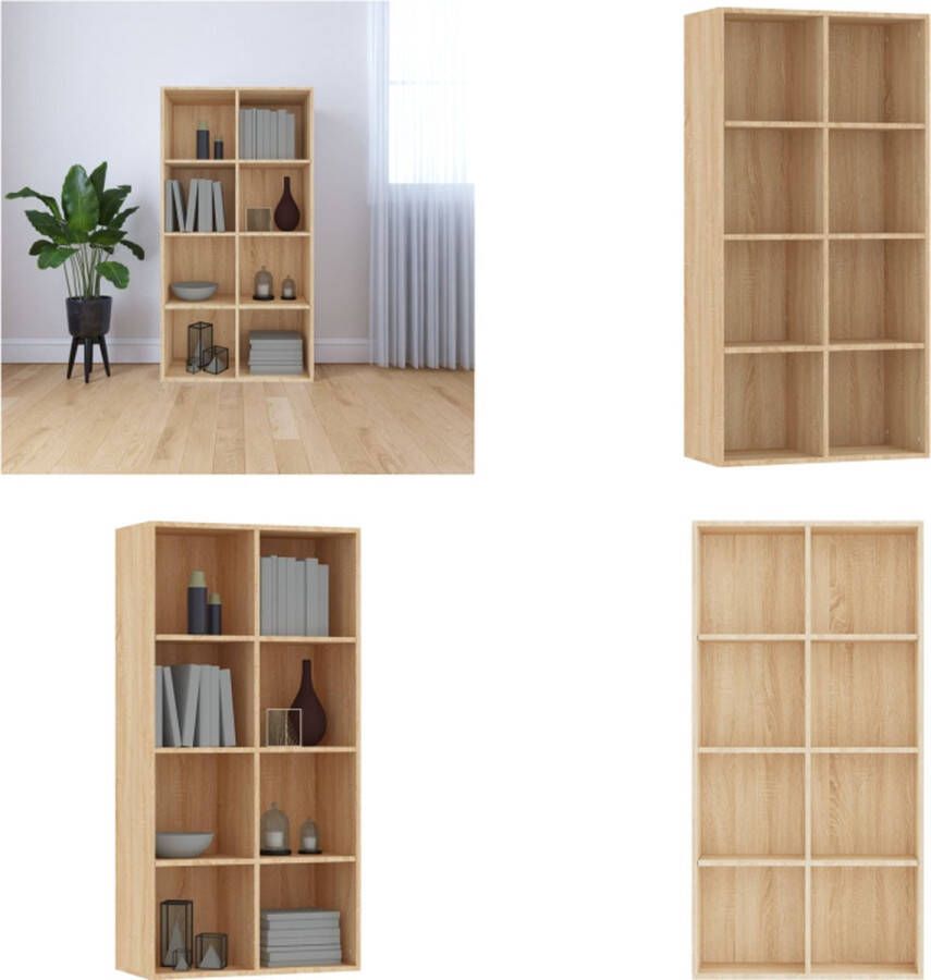 VidaXL Boekenkast dressoir 66x30x130 cm bewerkt hout sonoma eikenkleur Boekenkast Boekenkasten Boekenschap Boekenschappen