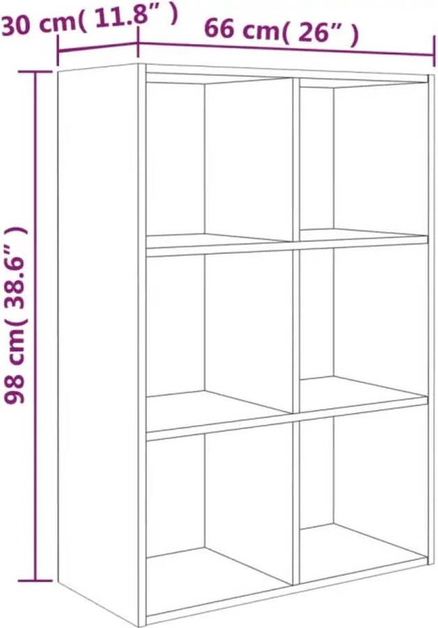 VidaXL -Boekenkast dressoir-66x30x98-cm-bewerkt-hout-gerookt-eikenkleur - Foto 3