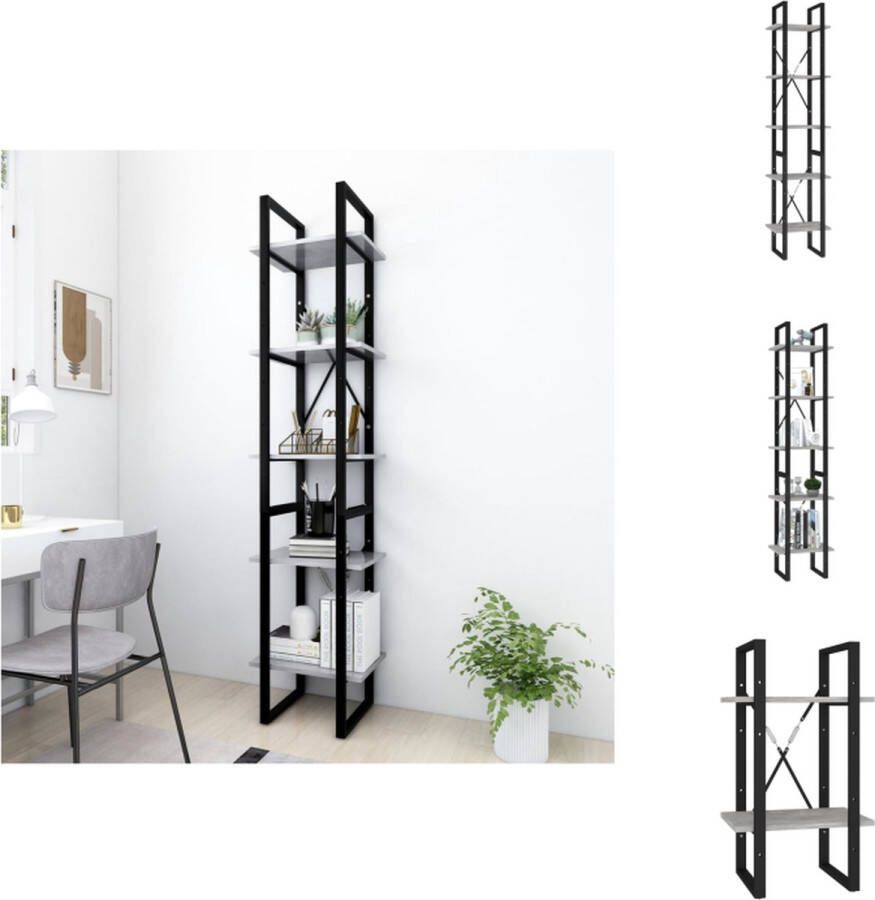 VidaXL Boekenkast Boekenkasten Kast Kasten Boekenkast met 5 schappen 40x30x175 cm bewerkt hout betongrijs