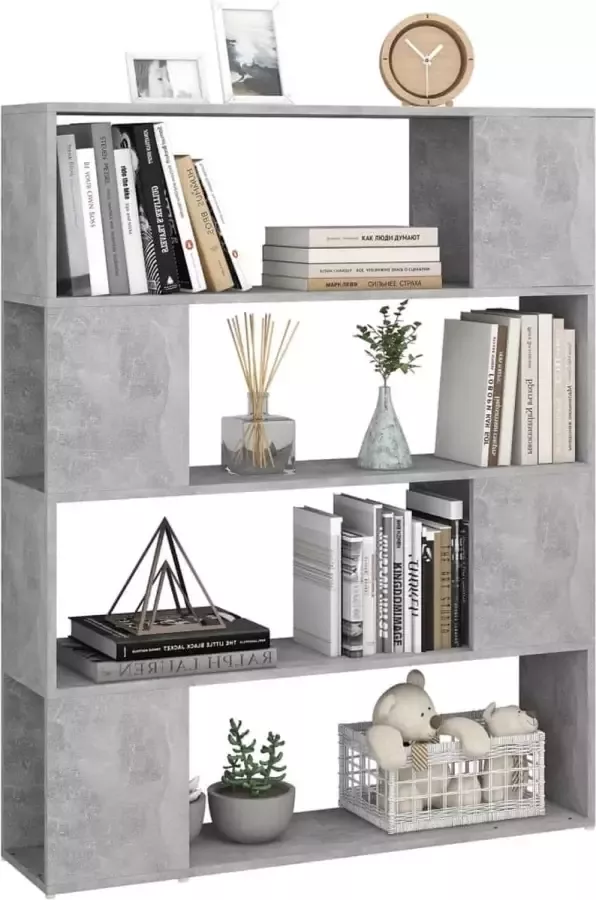 VidaXL -Boekenkast kamerscherm-100x24x124-cm-betongrijs - Foto 3