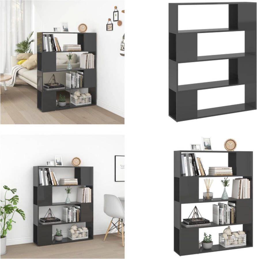 VidaXL -Boekenkast kamerscherm-100x24x124-cm-grijs - Foto 2