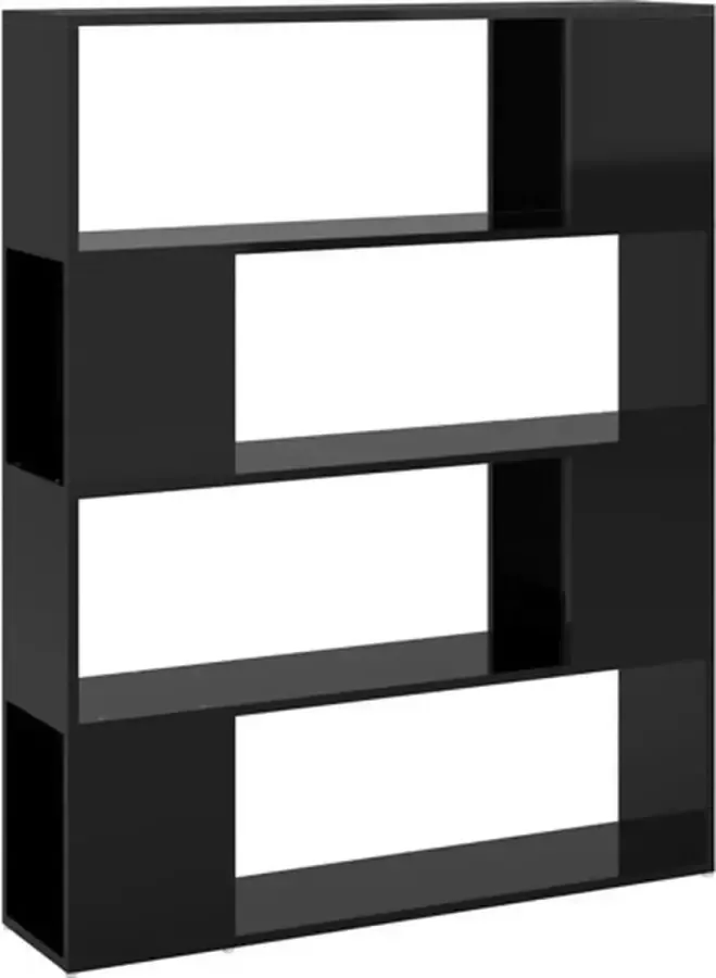 VidaXL -Boekenkast kamerscherm-100x24x124-cm-hoogglans-zwart - Foto 3
