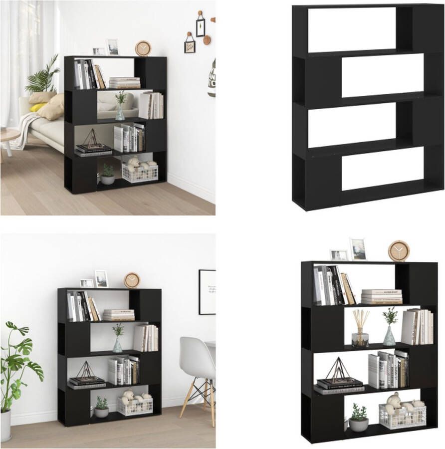 VidaXL Boekenkast kamerscherm 100x24x124 cm zwart Boekenkast Boekenkasten Boekenschap Boekenschappen