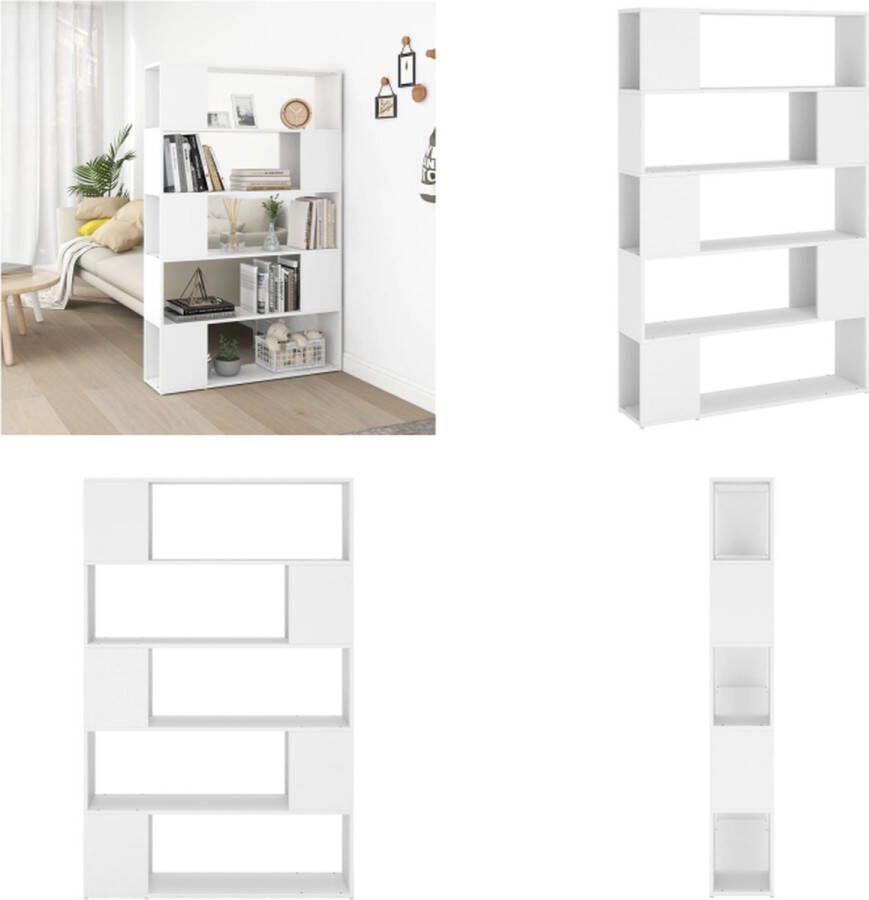 VidaXL Boekenkast kamerscherm 100x24x155 cm bewerkt hout wit Boekenkast Boekenkasten Boekenschap Boekenschappen