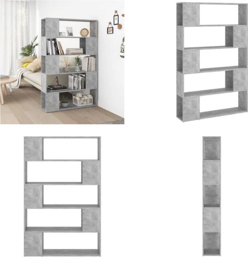 VidaXL Boekenkast kamerscherm 100x24x155 cm spaanplaat betongrijs Boekenkast Boekenkasten Boekenschap Boekenschappen