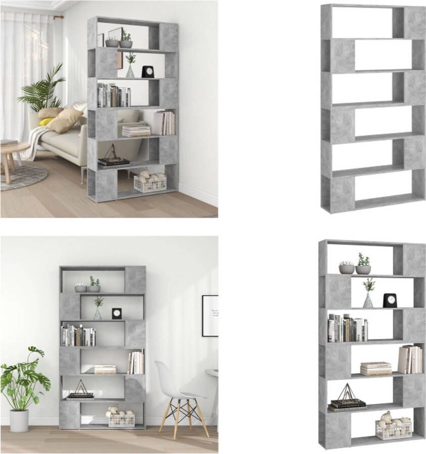 VidaXL Boekenkast kamerscherm 100x24x188 cm betongrijs Boekenkast Boekenkasten Houten Boekenkast Kamerscherm