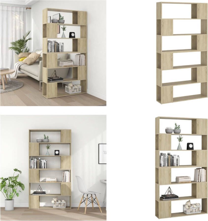 VidaXL Boekenkast kamerscherm 100x24x188 cm sonoma eikenkleurig Boekenkast Boekenkasten Houten Boekenkast Kamerscherm