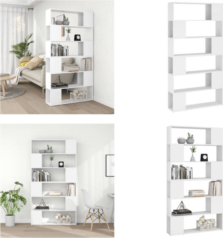 VidaXL Boekenkast kamerscherm 100x24x188 cm wit Boekenkast Boekenkasten Houten Boekenkast Kamerscherm
