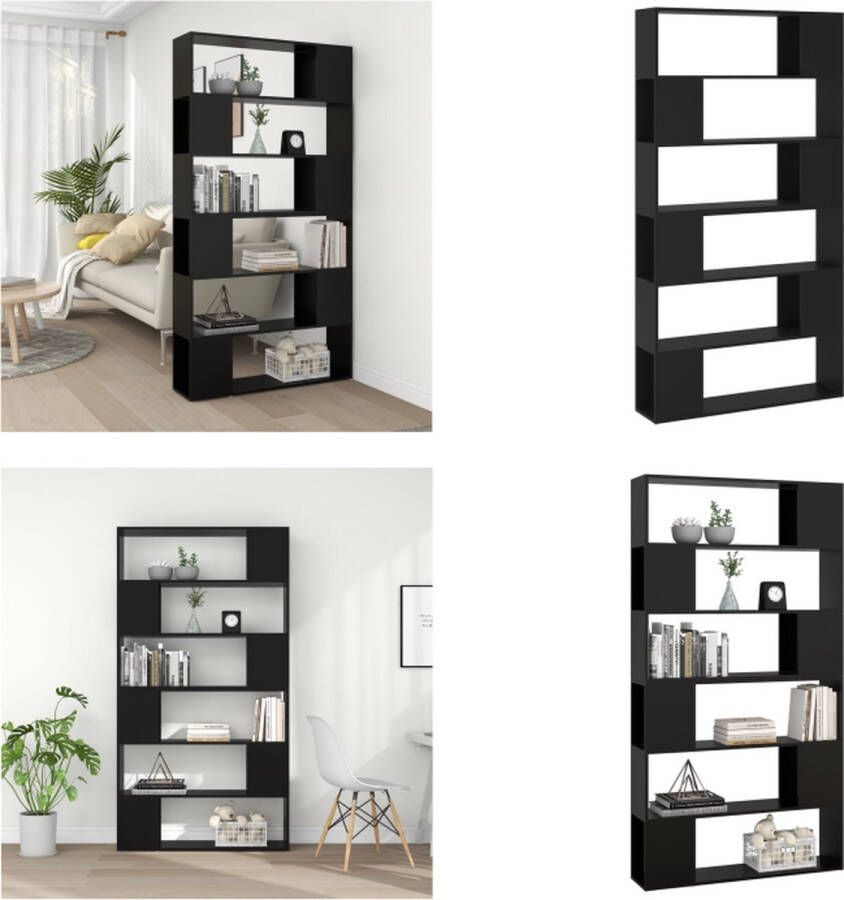 VidaXL Boekenkast kamerscherm 100x24x188 cm zwart Boekenkast Boekenkasten Houten Boekenkast Kamerscherm