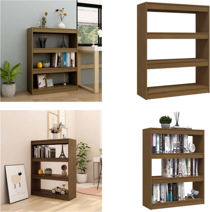 vidaXL Boekenkast kamerscherm 100x30x103 cm grenenhout honingbruin Boekenkast Boekenkasten Houten Boekenschap Houten Boekenschappen