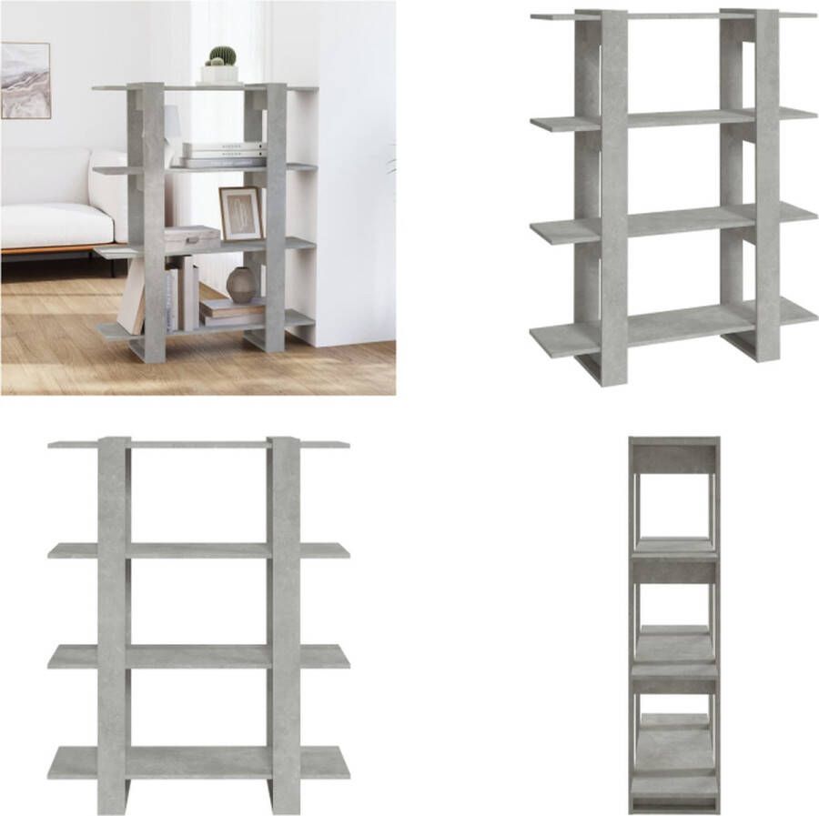VidaXL Boekenkast kamerscherm 100x30x123 5 cm betongrijs Boekenkast Boekenkasten Kast Opbergkast
