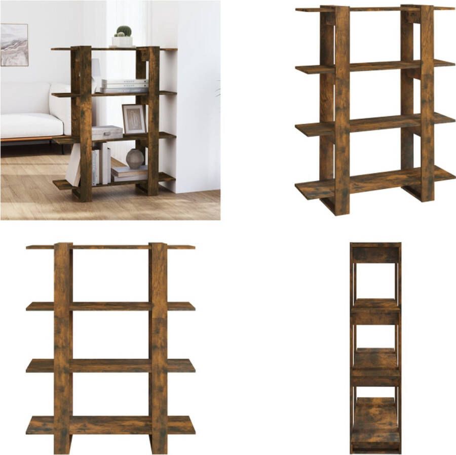 VidaXL Boekenkast kamerscherm 100x30x123 5 cm gerookt eikenkleurig Boekenkast Boekenkasten Kast Opbergkast