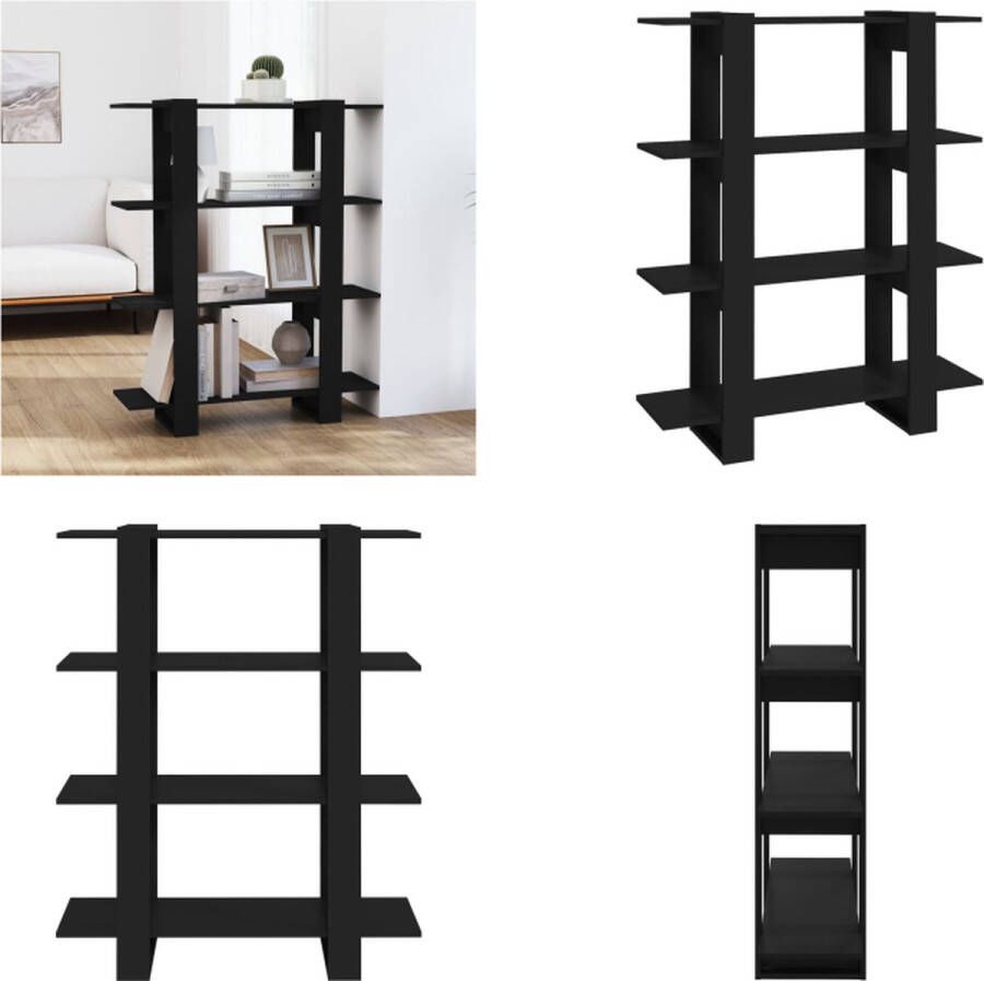 VidaXL Boekenkast kamerscherm 100x30x123 5 cm zwart Boekenkast Boekenkasten Kast Opbergkast