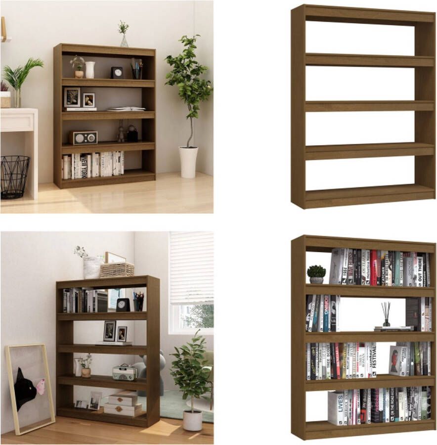 VidaXL Boekenkast kamerscherm 100x30x135-5 cm grenenhout honingbruin Boekenkast Boekenkasten Houten Boekenschap Houten Boekenschappen