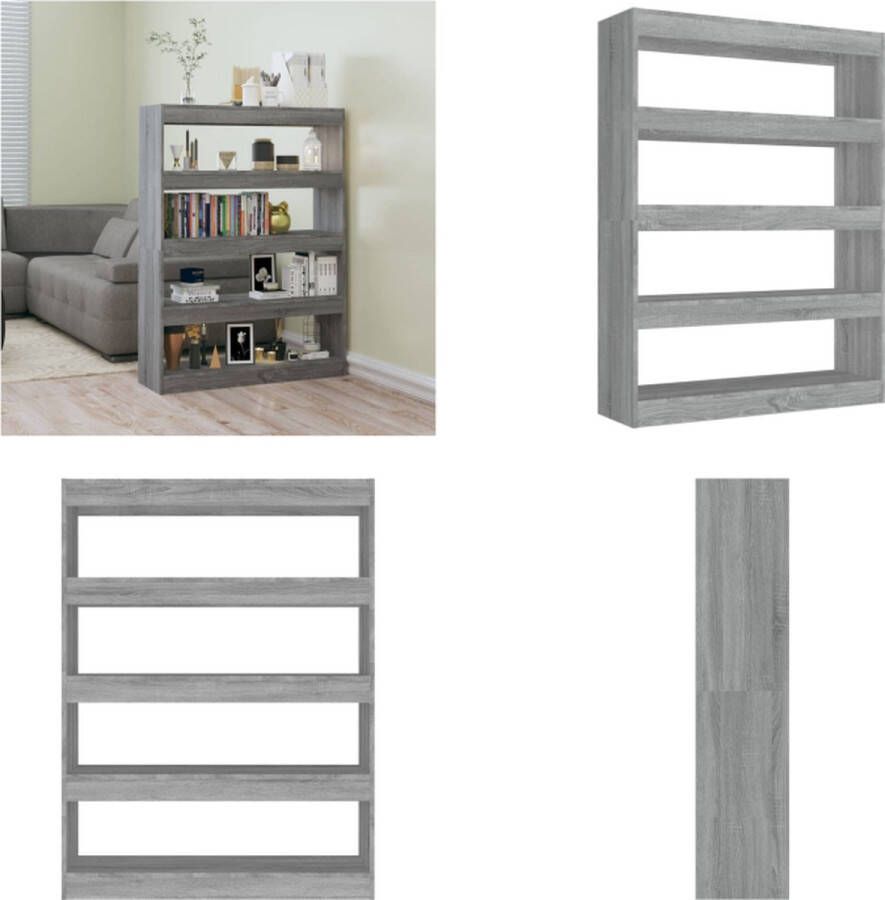 VidaXL Boekenkast kamerscherm 100x30x135 cm grijs sonoma eikenkleurig Boekenkast Boekenkasten Kast Opbergkast