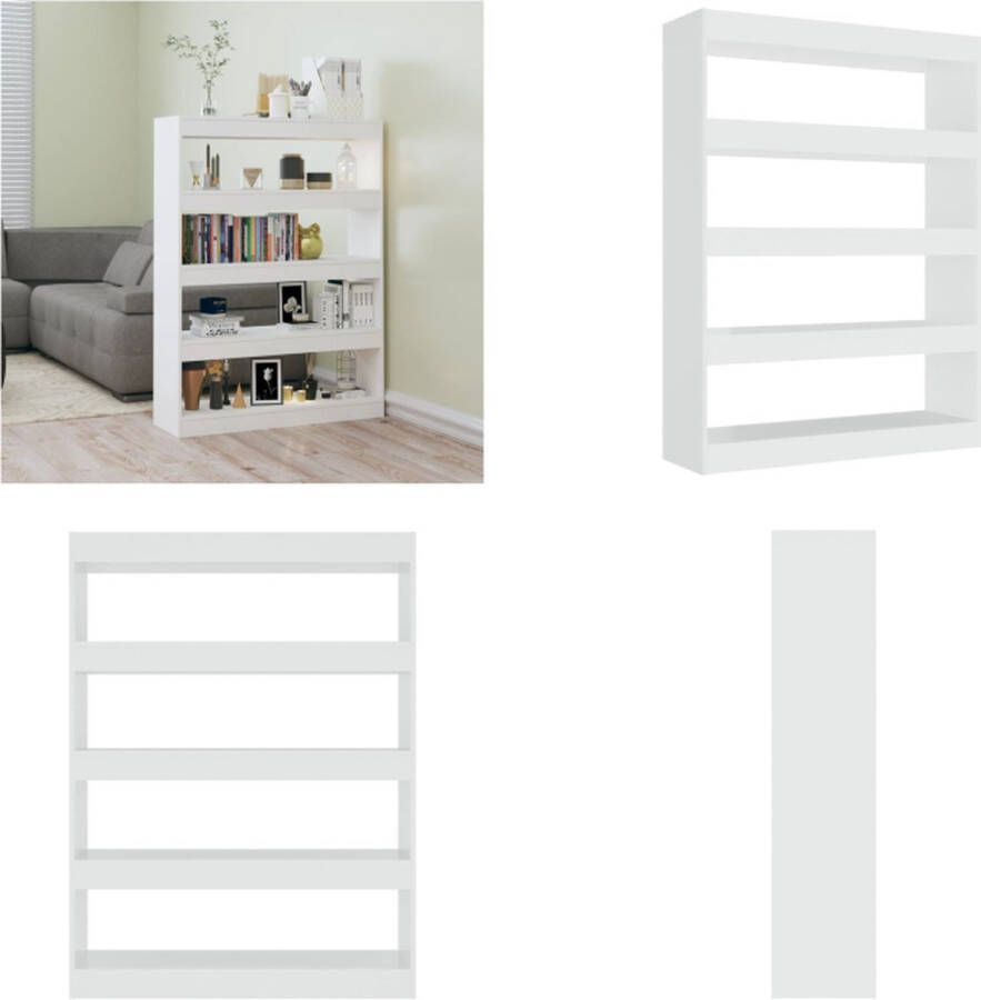 VidaXL Boekenkast kamerscherm 100x30x135 cm hoogglans wit Boekenkast Boekenkasten Kast Opbergkast - Foto 2