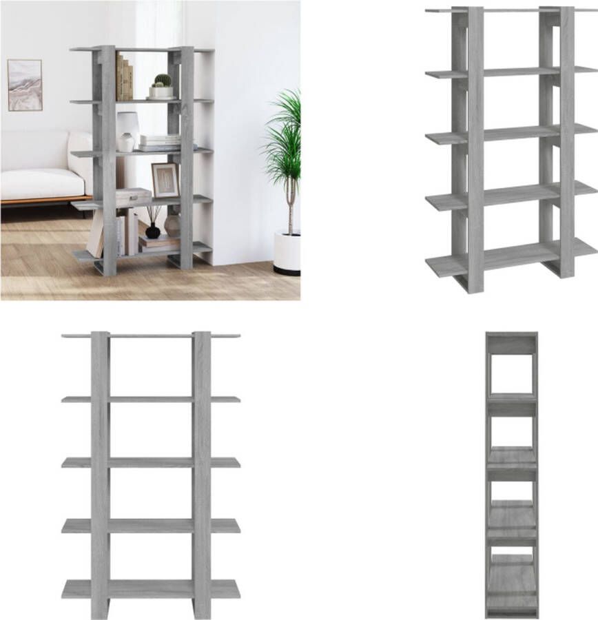 VidaXL Boekenkast kamerscherm 100x30x160 cm grijs sonoma eikenkleurig Boekenkast Boekenkasten Kast Opbergkast