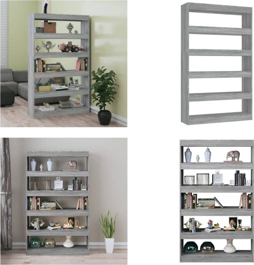 VidaXL Boekenkast kamerscherm 100x30x166 cm grijs sonoma eikenkleurig Boekenkast Boekenkasten Meubel Kast - Foto 1