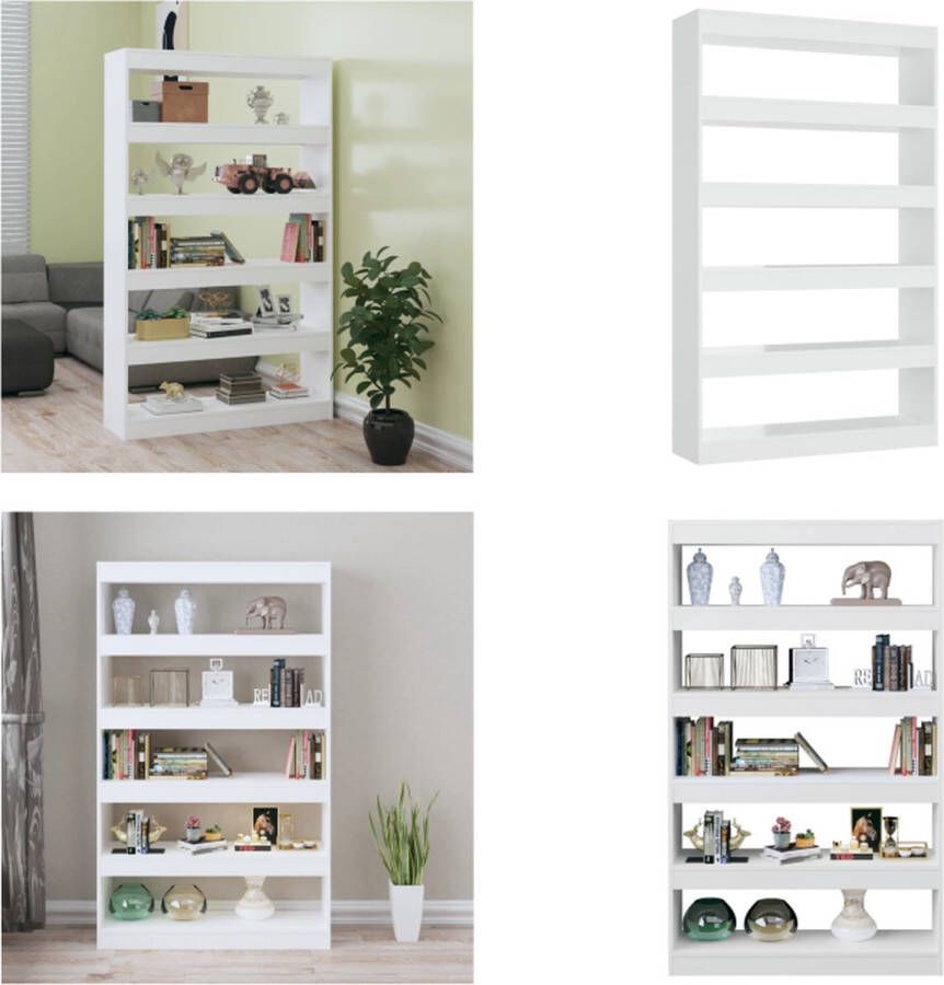 VidaXL Boekenkast kamerscherm 100x30x166 cm hoogglans wit Boekenkast Boekenkasten Meubel Kast - Foto 1