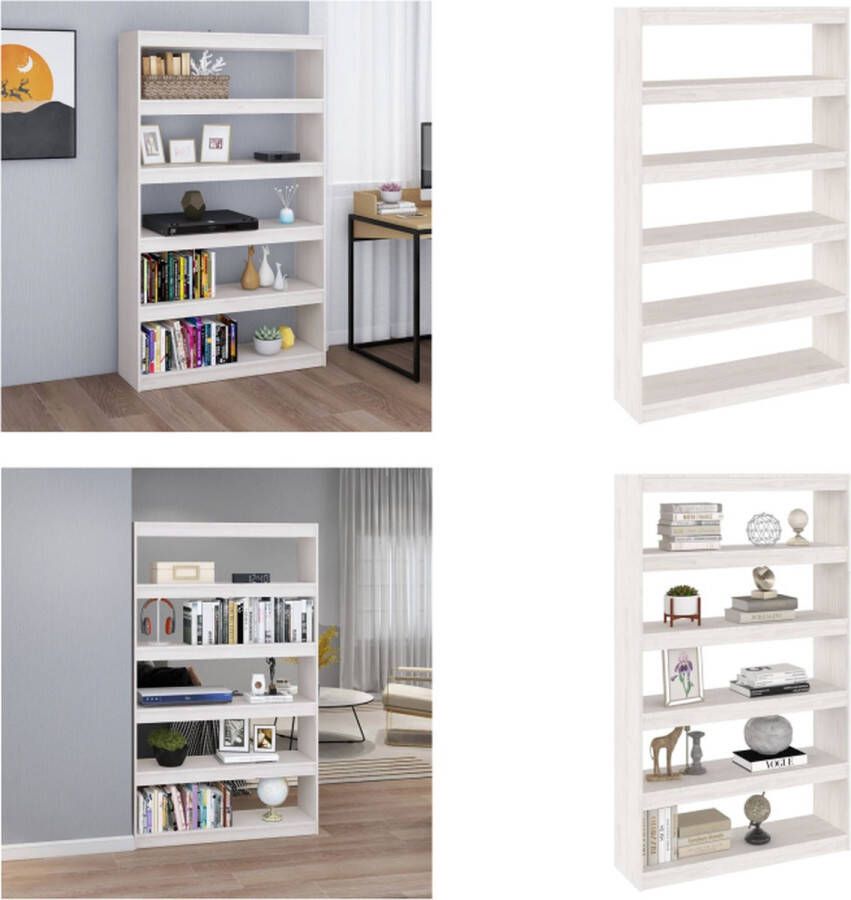 VidaXL Boekenkast kamerscherm 100x30x167-5 cm massief grenenhout wit Boekenkast Boekenkasten Houten Boekenschap Houten Boekenschappen - Foto 1