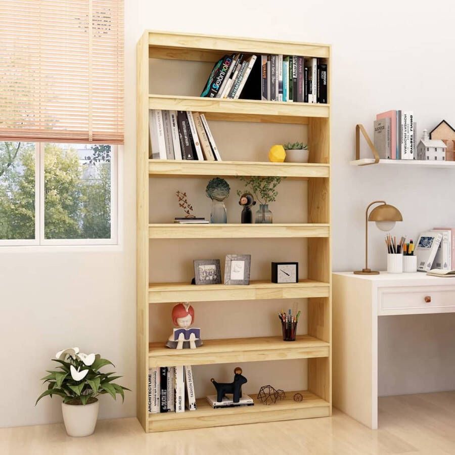 VidaXL -Boekenkast- -kamerscherm-100x30x200-cm-massief-grenenhout