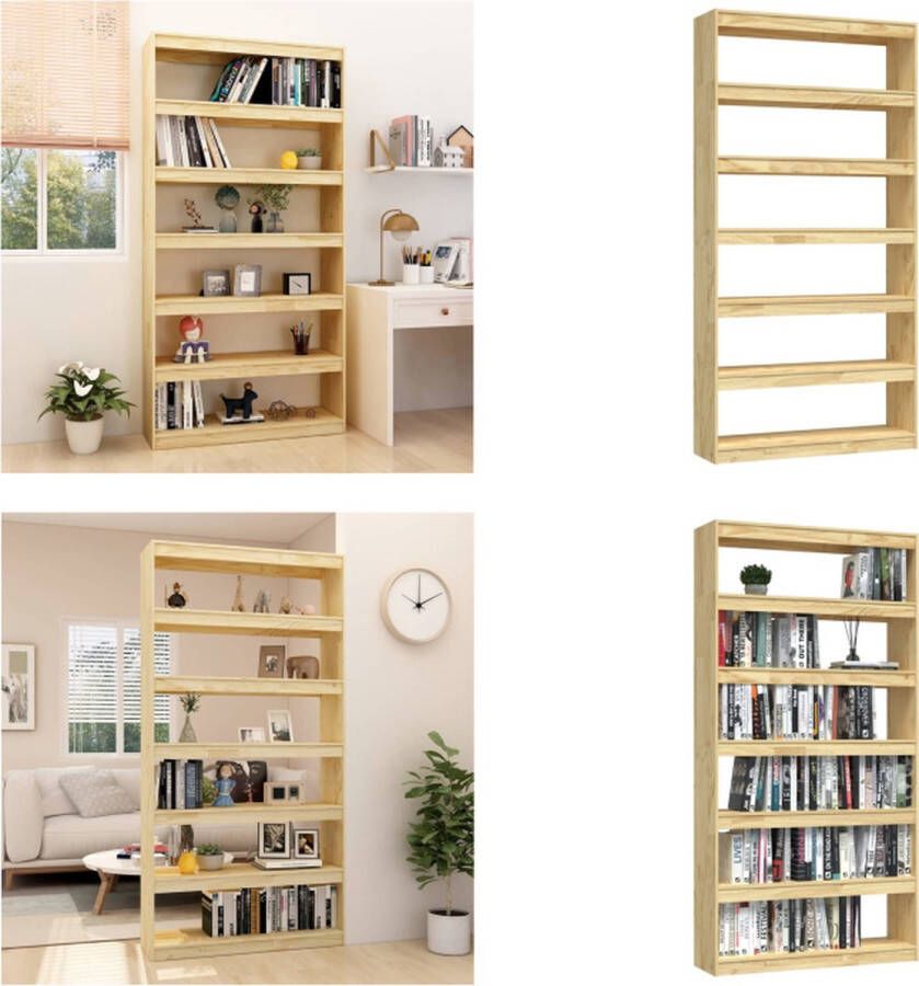 VidaXL Boekenkast kamerscherm 100x30x200 cm massief grenenhout Boekenkast Boekenkasten Houten Boekenschap Houten Boekenschappen