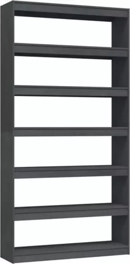 VidaXL -Boekenkast kamerscherm-100x30x200-cm-massief-grenenhout-grijs - Foto 3