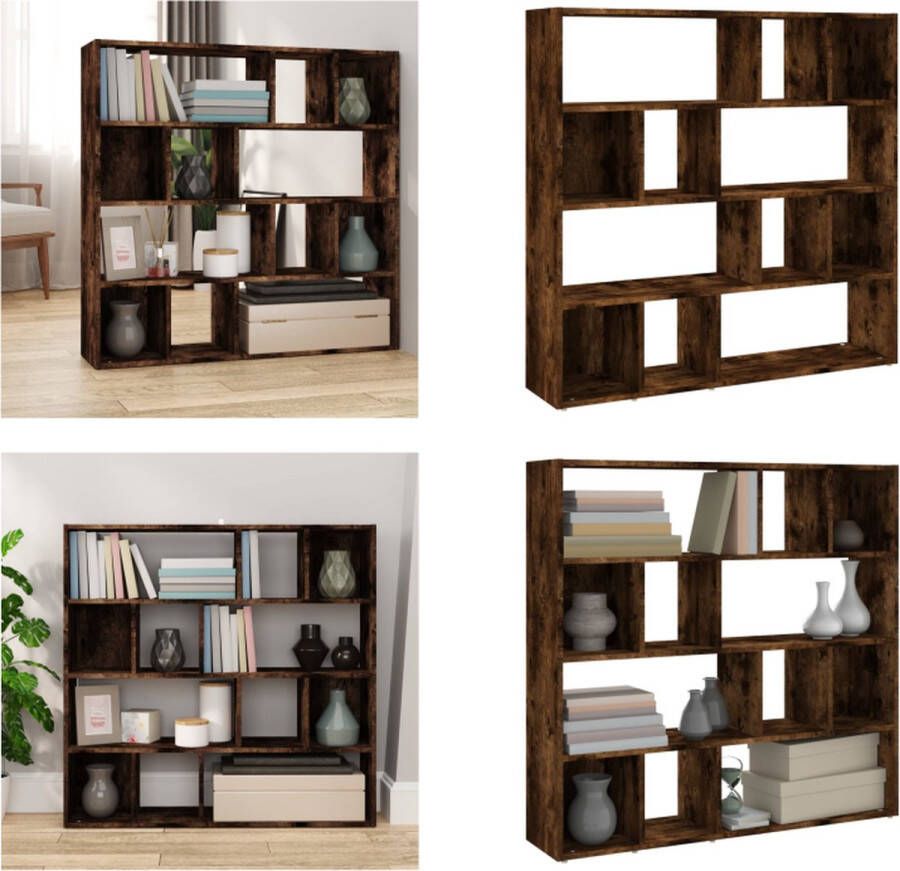 VidaXL Boekenkast kamerscherm 105x24x102 cm gerookt eikenkleurig Boekenkast Boekenkasten Houten Boekenkast Kamerscherm