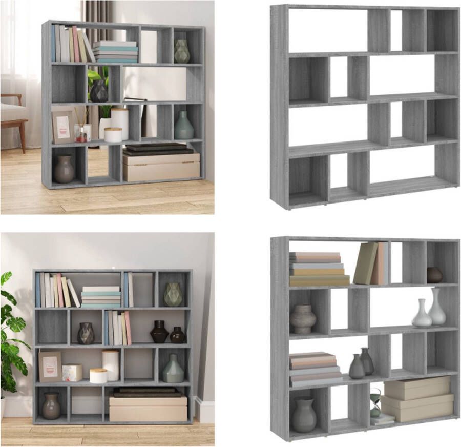 VidaXL Boekenkast kamerscherm 105x24x102 cm grijs sonoma eikenkleurig Boekenkast Boekenkasten Kamerscherm Kamerschermen