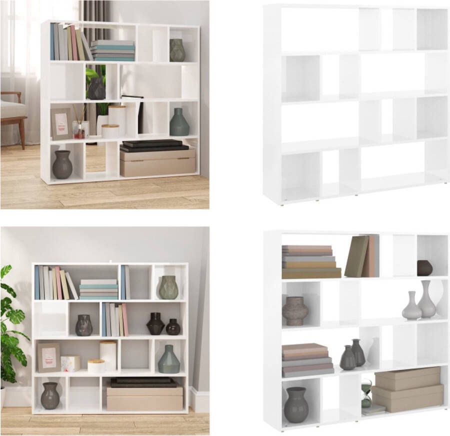 VidaXL Boekenkast kamerscherm 105x24x102 cm hoogglans wit Boekenkast Boekenkasten Kamerscherm Kamerschermen