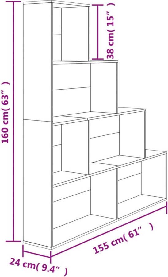 VidaXL -Boekenkast kamerscherm-155x24x160-cm-bewerkt-hout-betongrijs - Foto 3