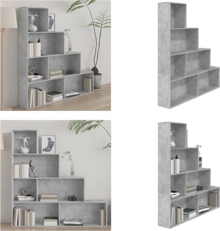 VidaXL Boekenkast kamerscherm 155x24x160 cm bewerkt hout betongrijs Boekenkast Boekenkasten Boekenschap Boekenschappen