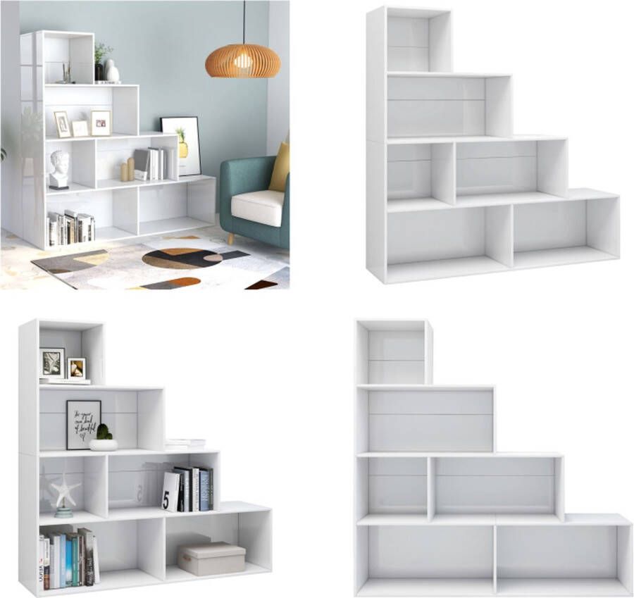VidaXL Boekenkast kamerscherm 155x24x160 cm bewerkt hout hoogglans wit Boekenkast Boekenkasten Boekenschap Boekenschappen