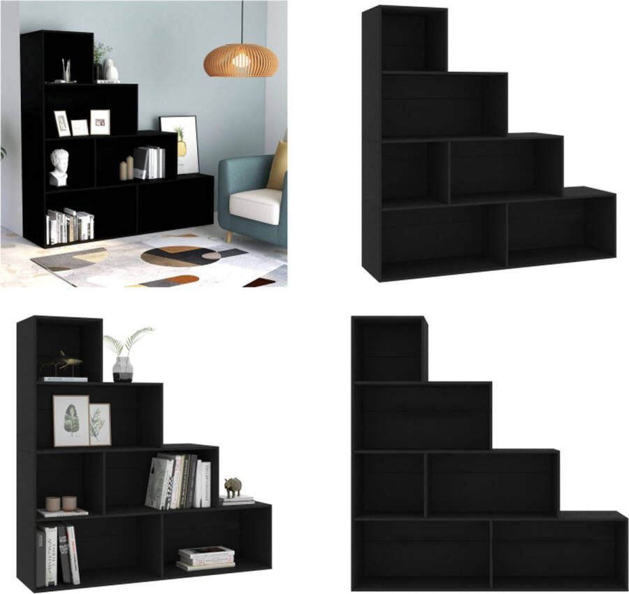 VidaXL Boekenkast kamerscherm 155x24x160 cm bewerkt hout zwart Boekenkast Boekenkasten Boekenschap Boekenschappen