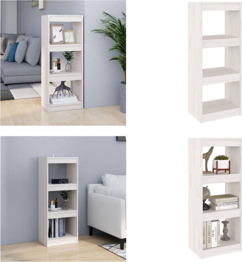 VidaXL Boekenkast kamerscherm 40x30x103-5 cm massief grenenhout wit Boekenkast Boekenkasten Houten Boekenkast Kamerscherm